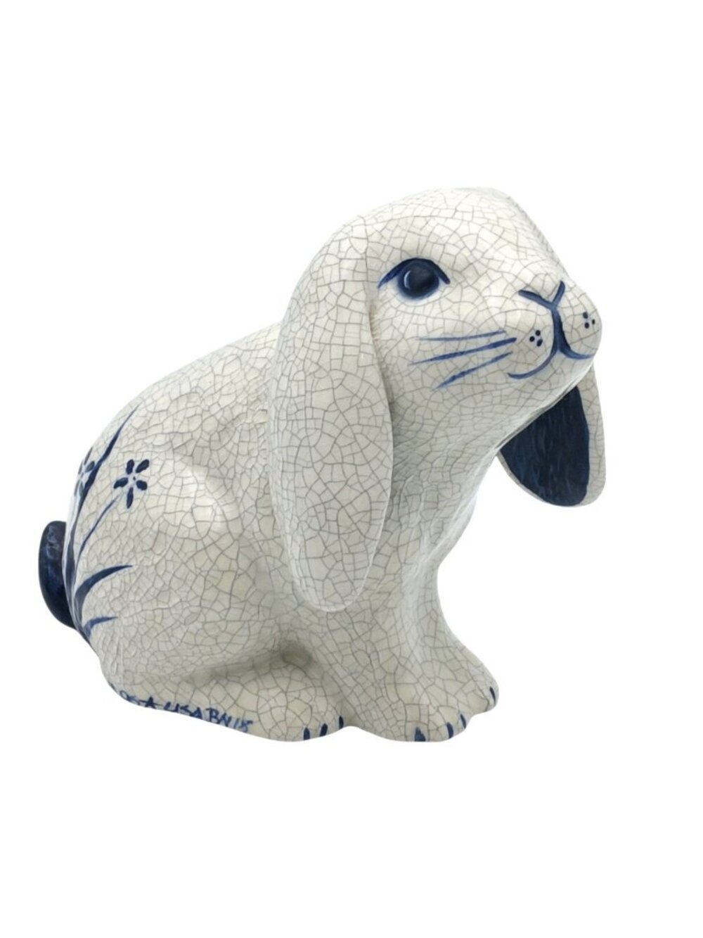Potting Shed Dedham Style Rabbit Figurine 1996 Crackle Glaze Hand Painted 6in